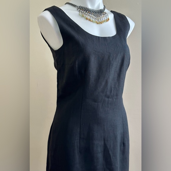 Sake Black 100% Linen Sleeveless Dress Thick Material SZ 10 - Picture 2 of 16